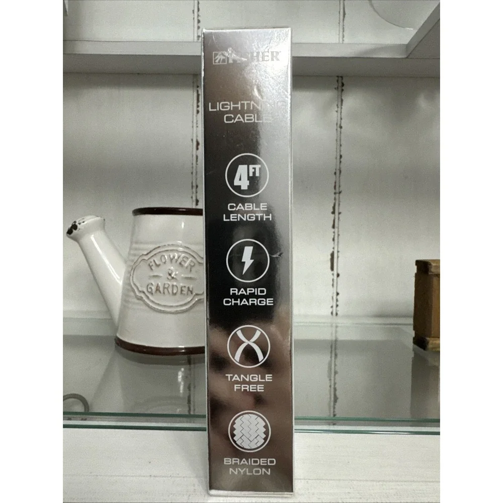 Brand New MFi-Certified Fisher Apple Lightning Cable 4 Ft BRADED Silver Gray 🔥